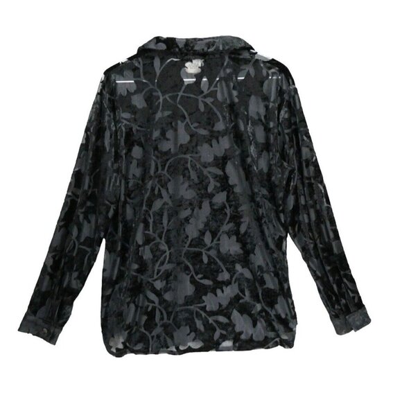 VTG Clio Burnout Velvet Semi‎ Sheer Blouse M Button Up Shirt whimsygoth *Flaw - Picture 3 of 10